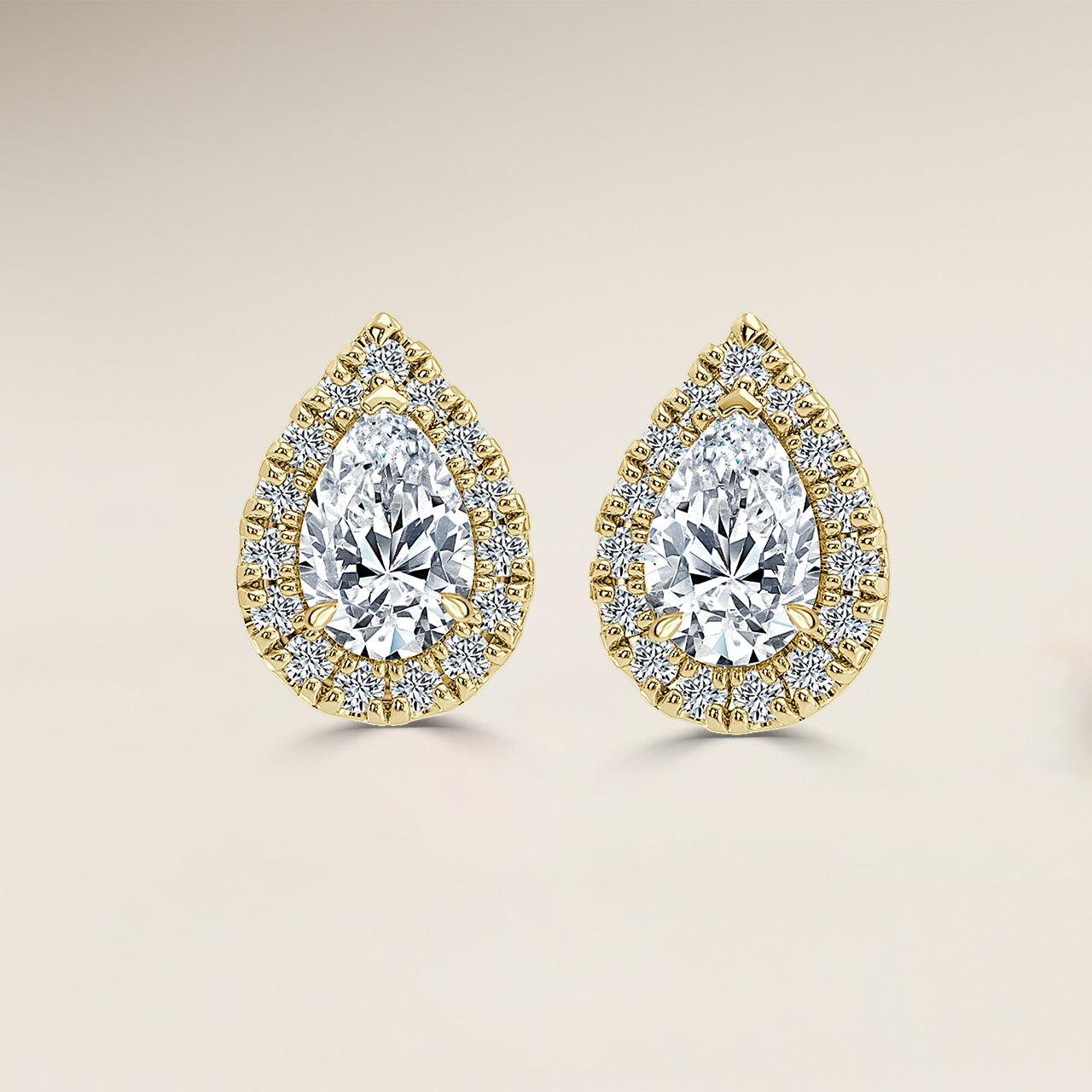 Pear Single Halo Earrings