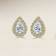 Pear Single Halo Earrings