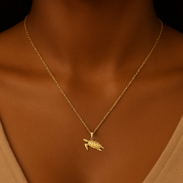 14K Yellow Sea Turtle Pendant