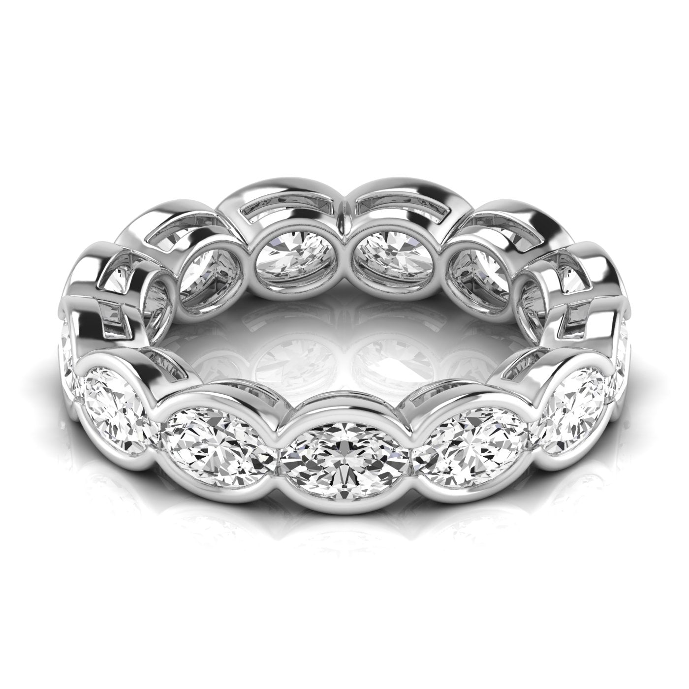 Oval Lab Grown Diamond East-West Half Bezel Eternity Band
