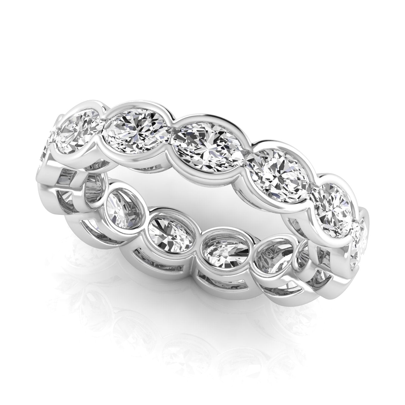 Oval Lab Grown Diamond East-West Half Bezel Eternity Band