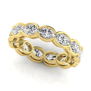 Oval Natural Diamond East-West Half Bezel Eternity Band