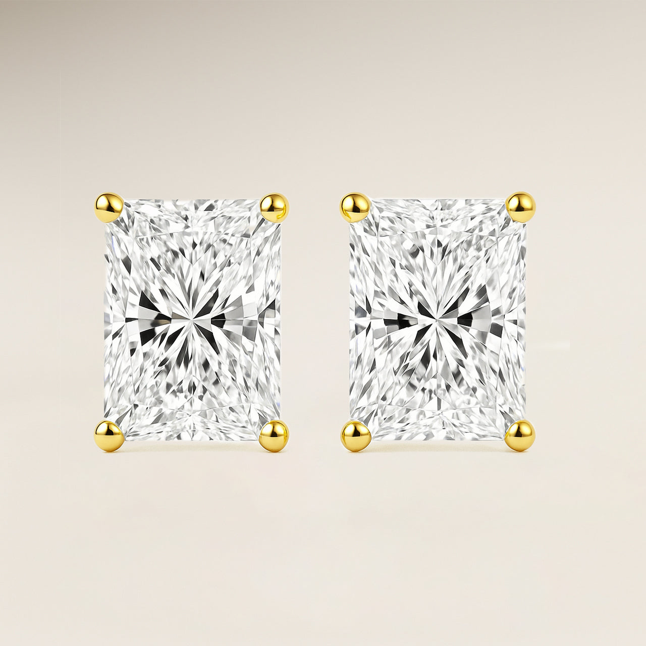 Radiant Solitaire Prong Stud Earrings