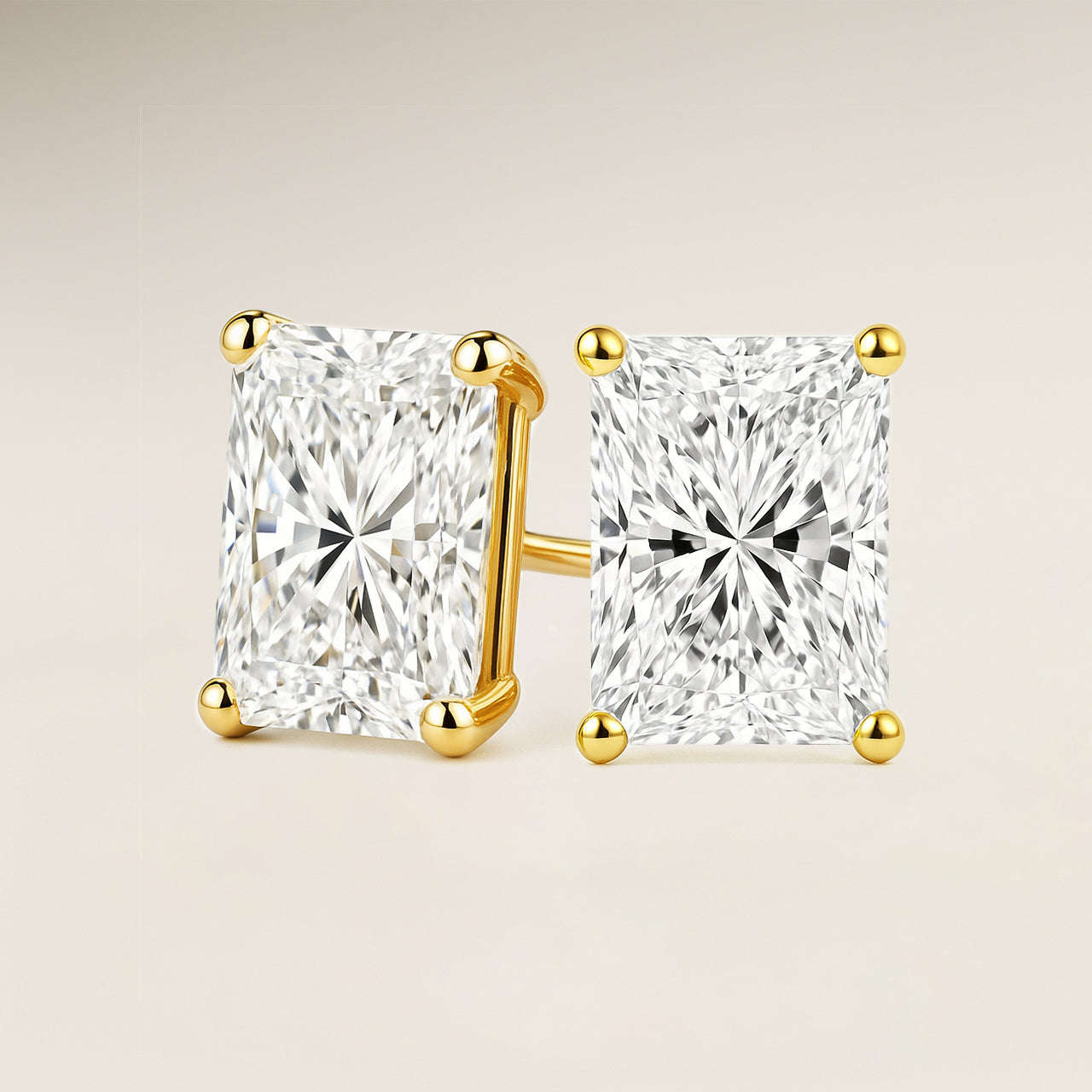 Radiant Solitaire Prong Stud Earrings