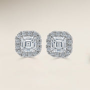 Asscher Single Halo Earrings