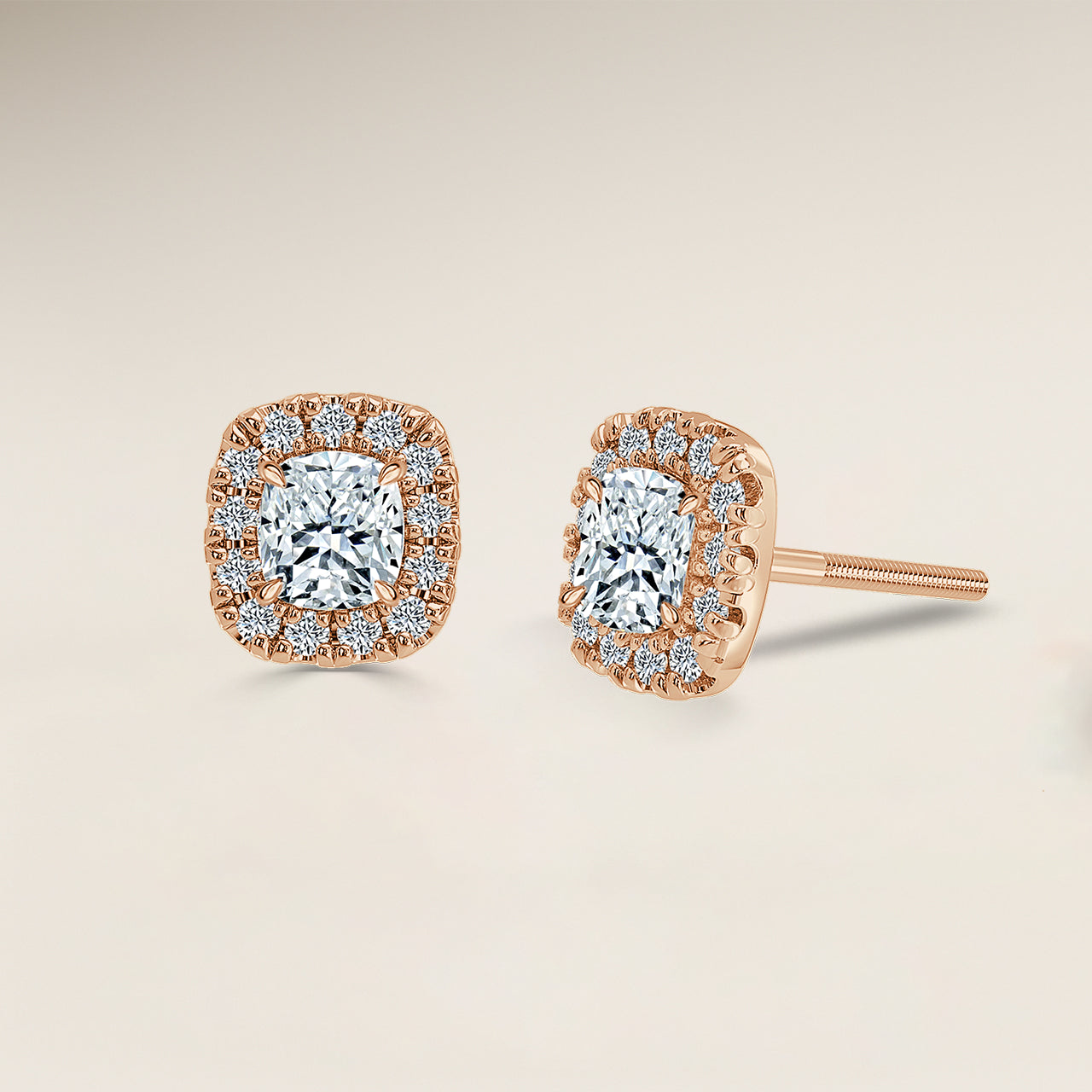Cushion Single Halo Earrings