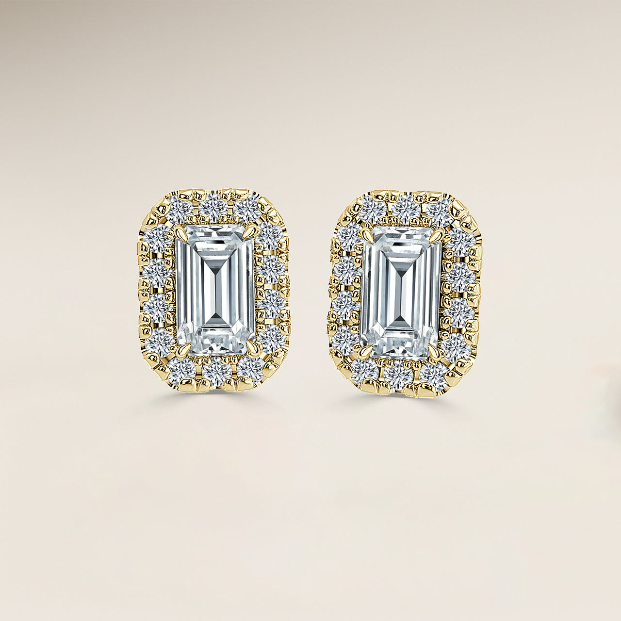 Emerald Single Halo Earrings