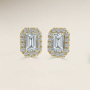 Emerald Single Halo Earrings