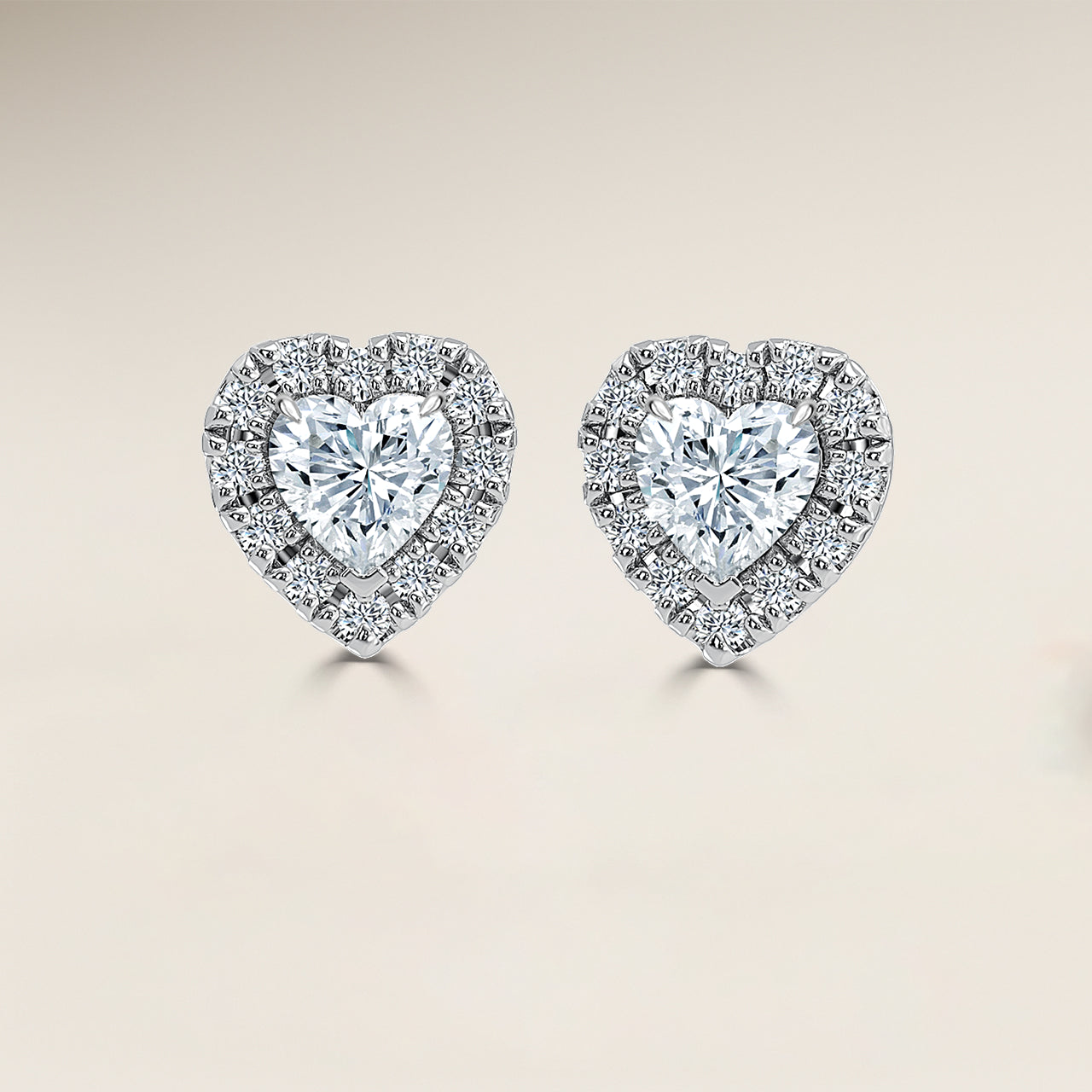 Heart Single Halo Earrings