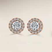Round Single Halo Earrings