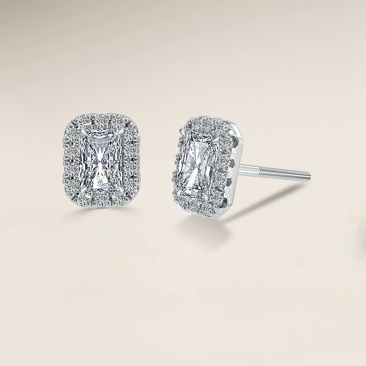 Radiant Single Halo Earrings