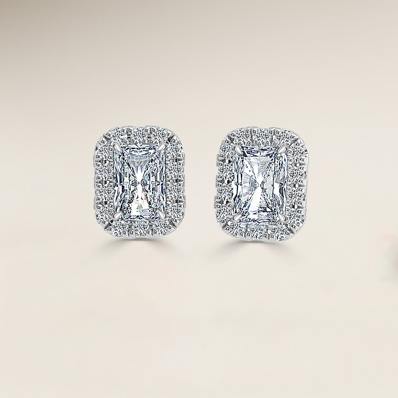 Radiant Single Halo Earrings