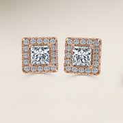 Princess Single Halo Earrings