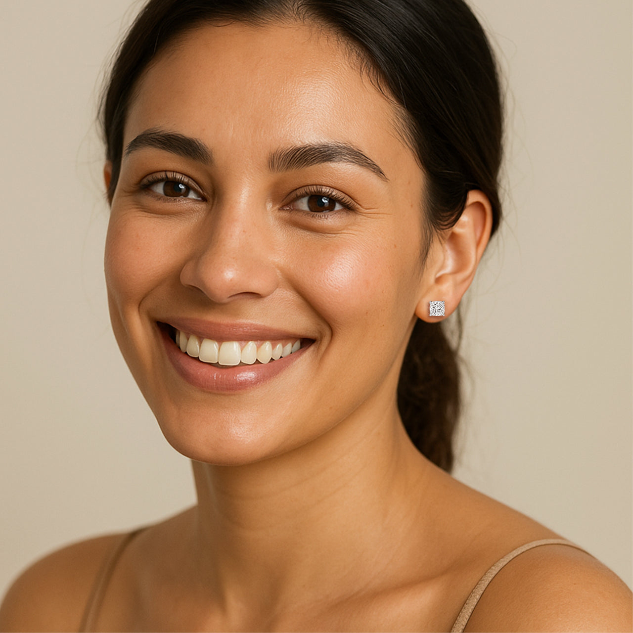 Square Cushion Solitaire Prong Stud Earrings
