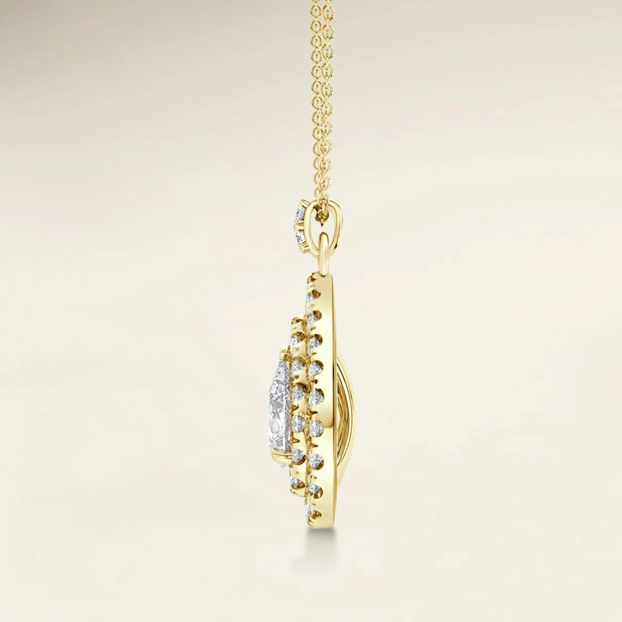 Pear Double Halo Pendant
