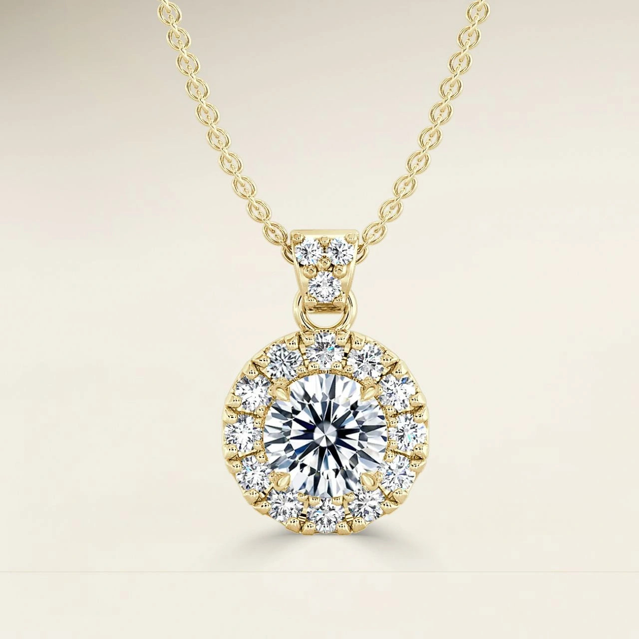 Round Single Halo Pendant