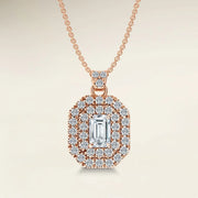 Emerald Double Halo Pendant