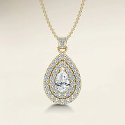 Pear Double Halo Pendant