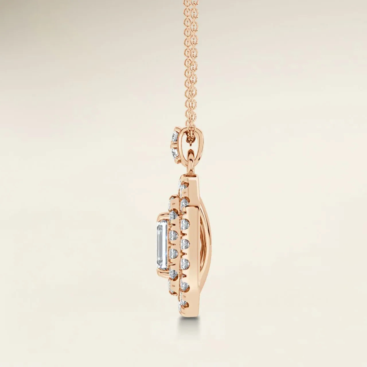 Emerald Double Halo Pendant