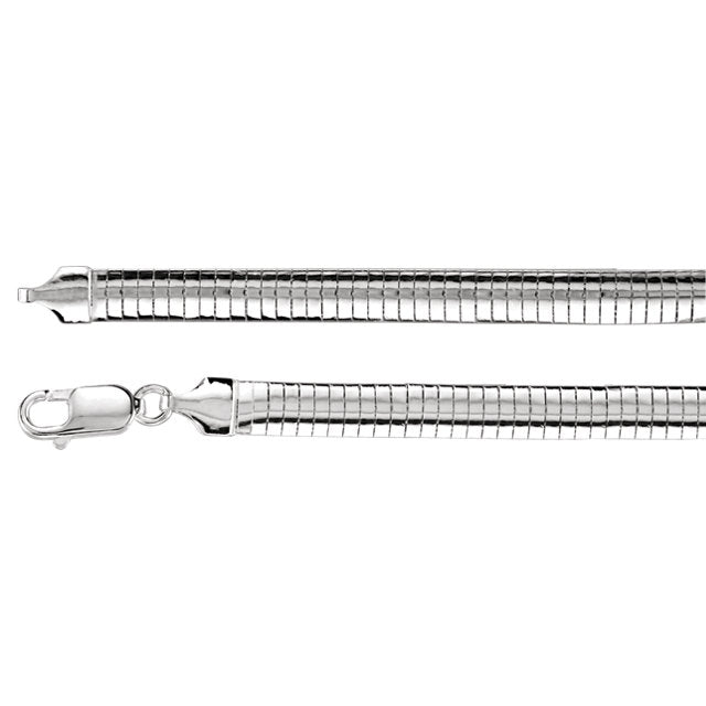 Sterling Silver 6 mm Solid Domed Omega 18' Chain