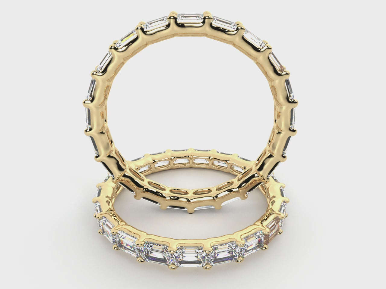 Load video: Emerald Lab Grown Diamond East-West Eternity Band