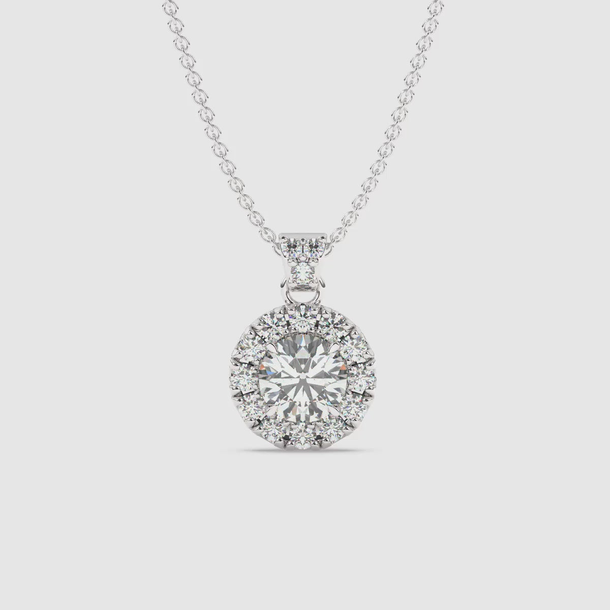 Load video: Round Single Halo Pendant