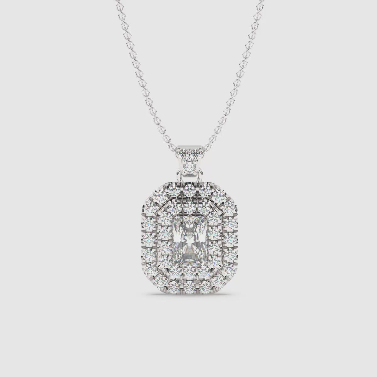 Load video: Emerald Double Halo Pendant