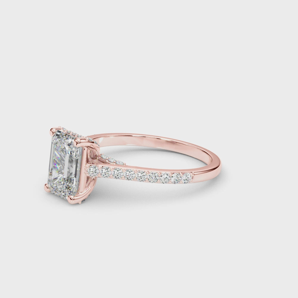Load video: Bridged Basket Halo Ring
