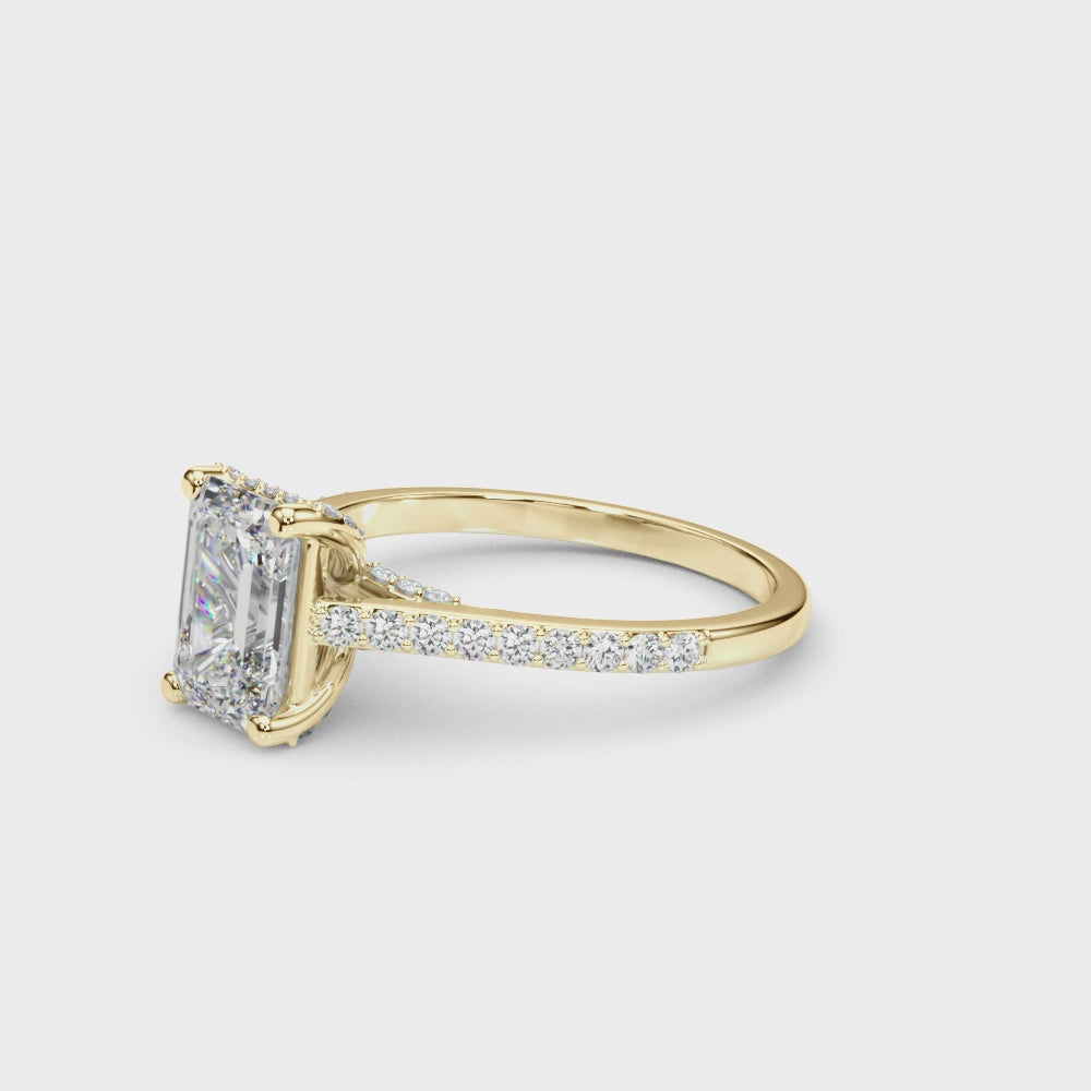 Load video: Bridged Basket Halo Ring