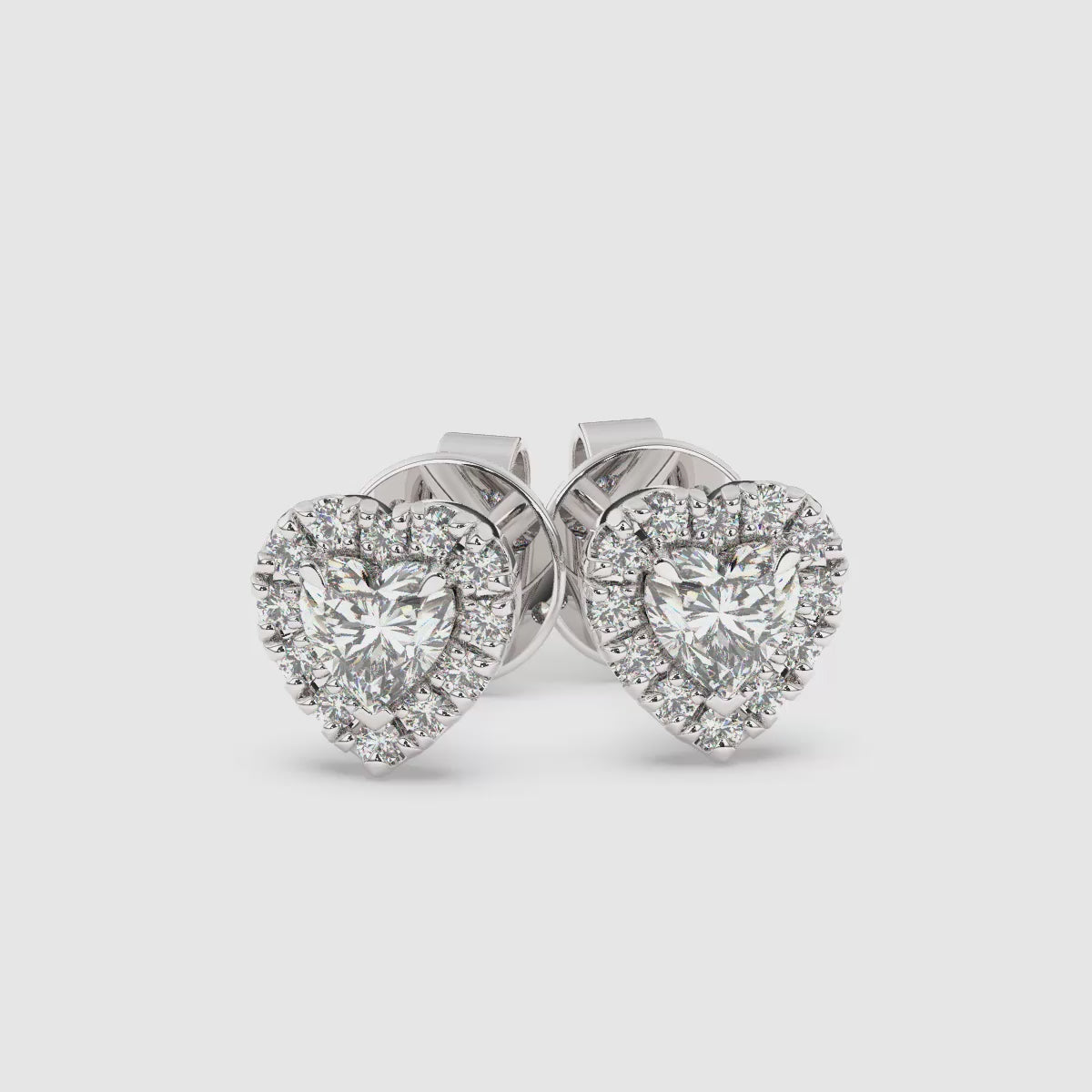 Load video: Heart Single Halo Earrings