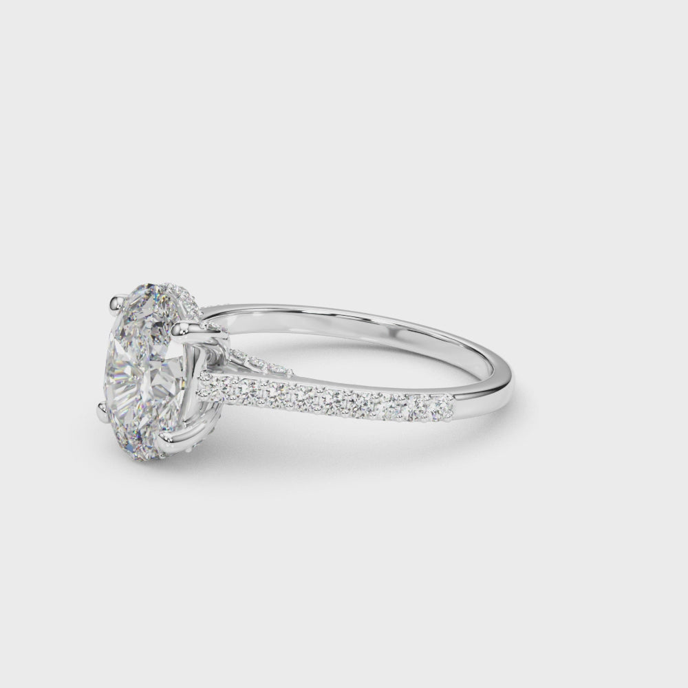 Load video: Bridged Basket Halo Ring
