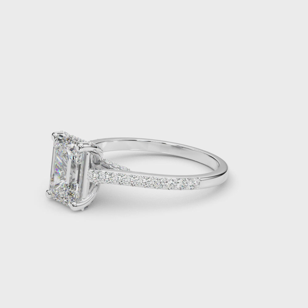 Load video: Bridged Basket Halo Ring