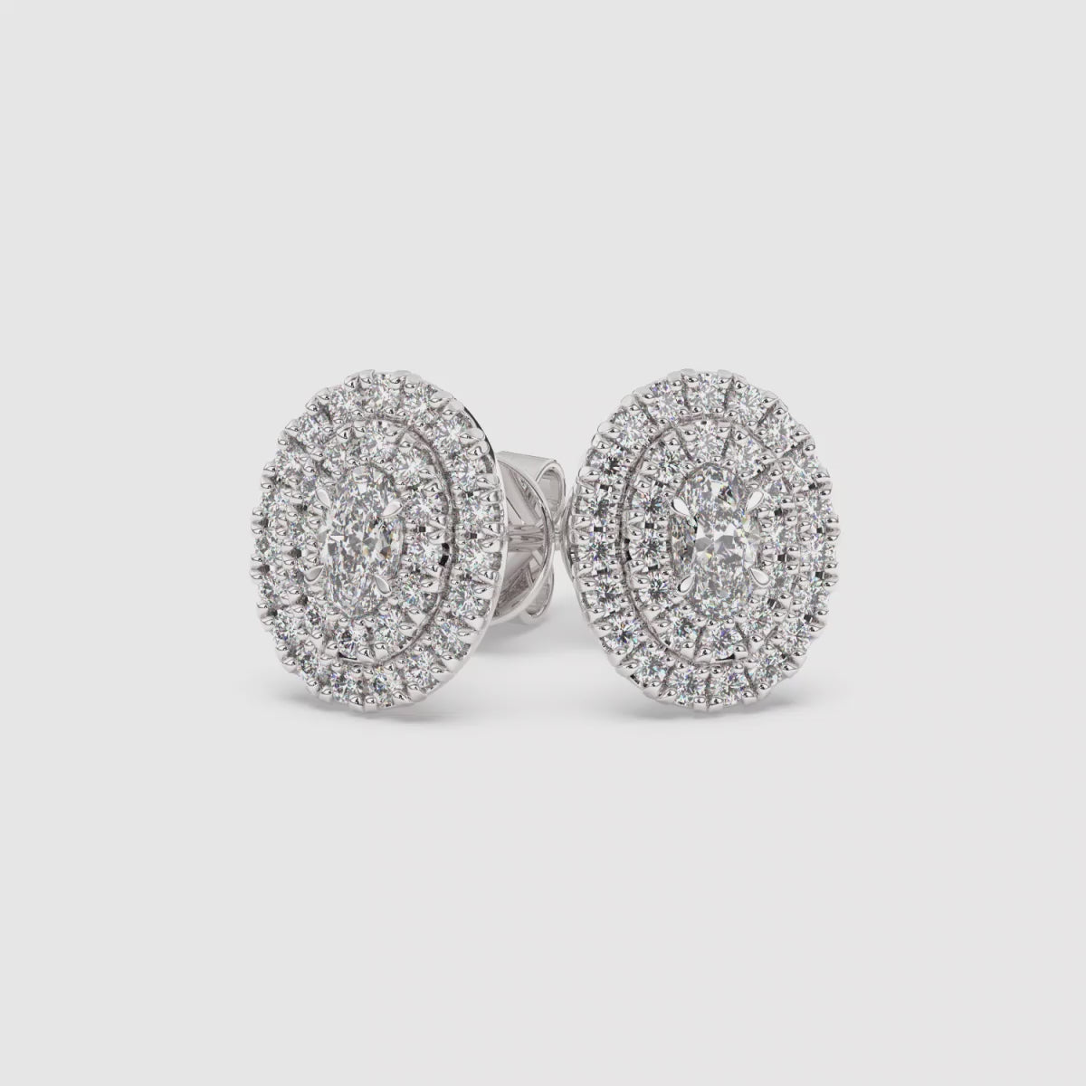 Load video: Oval Double Halo Earrings