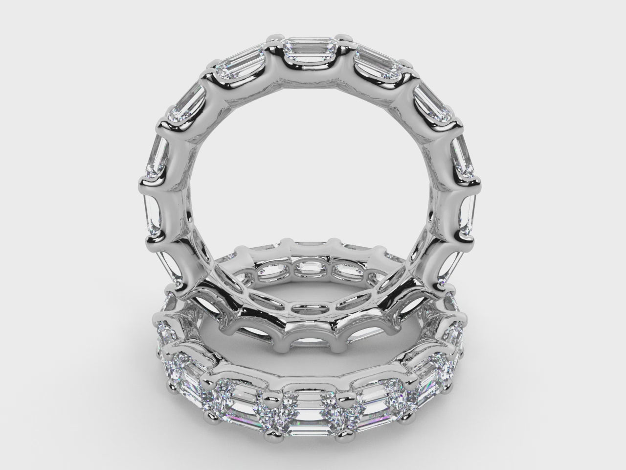 Load video: Emerald Lab Grown Diamond East-West Eternity Band