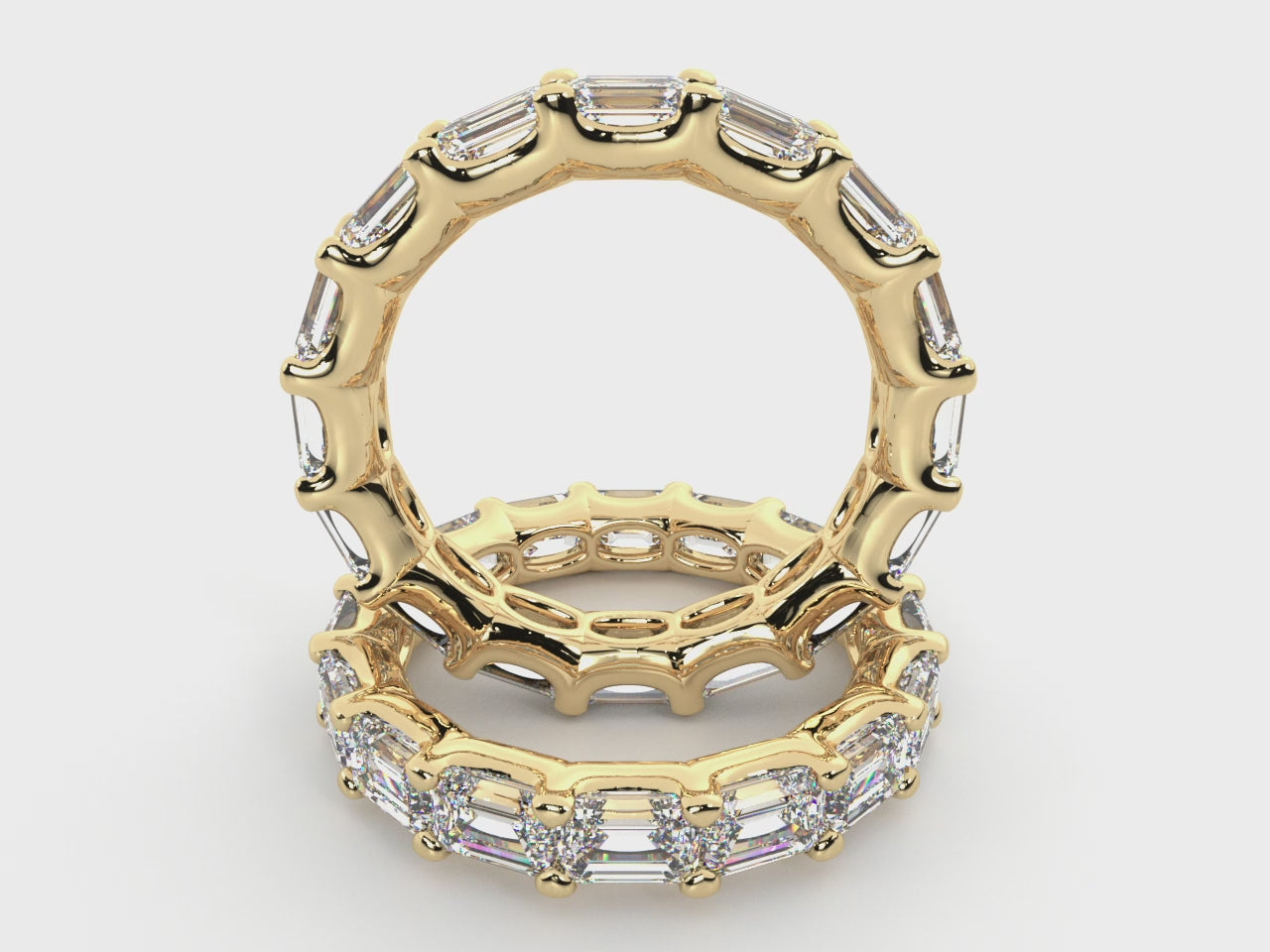 Load video: Emerald Lab Grown Diamond East-West Eternity Band