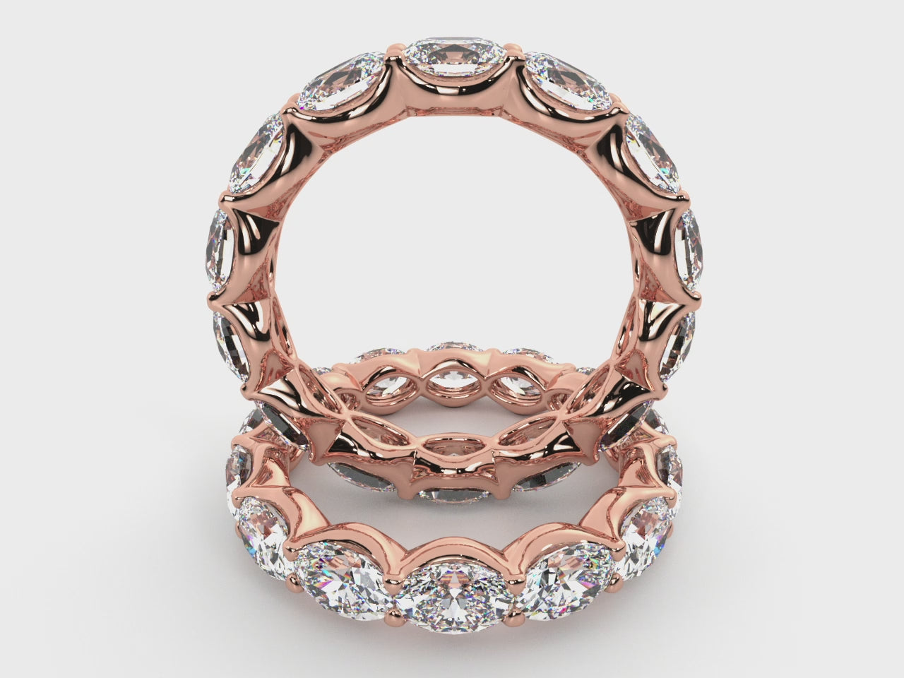Load video: Oval Natural Diamond East-West Eternity Band