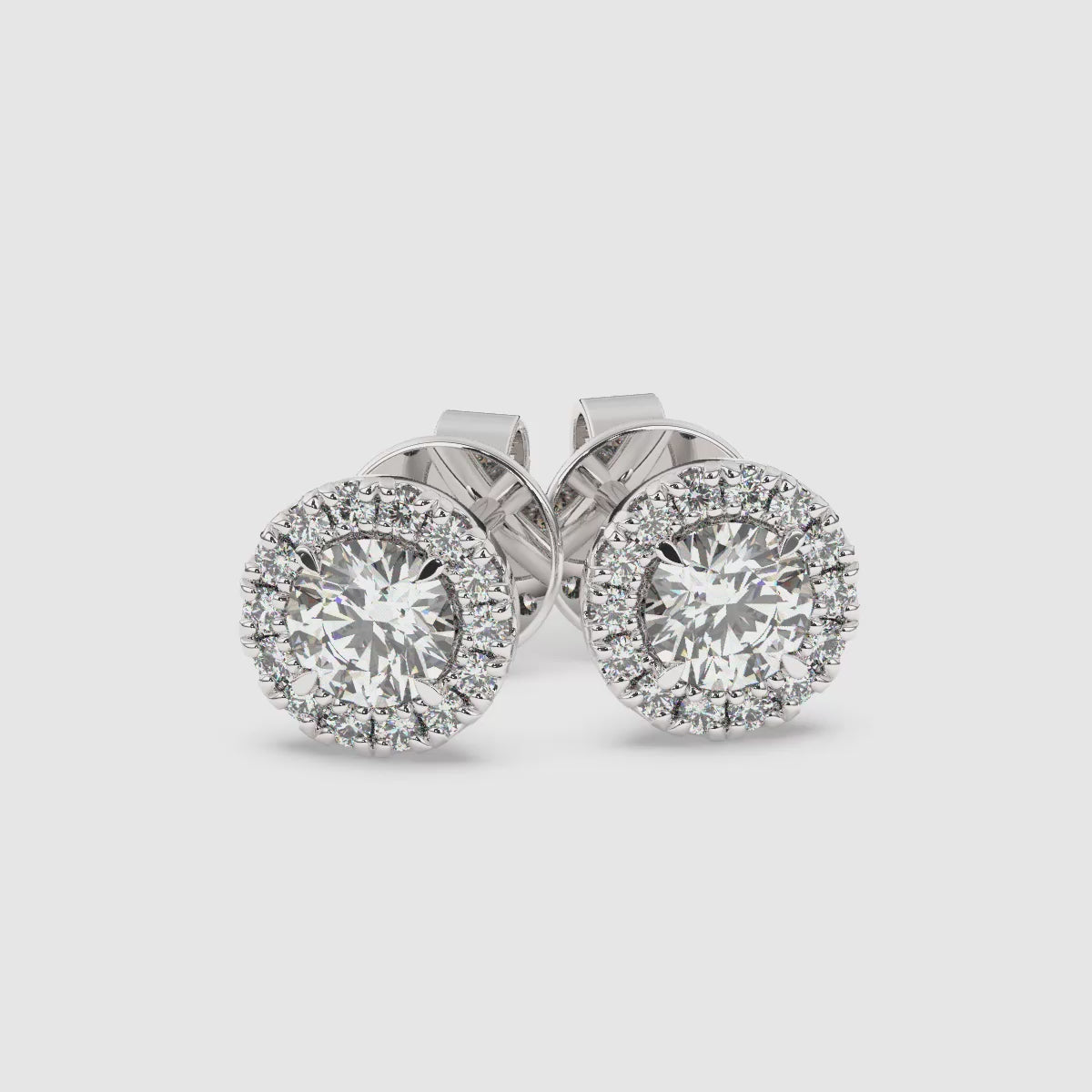 Load video: Round Single Halo Earrings