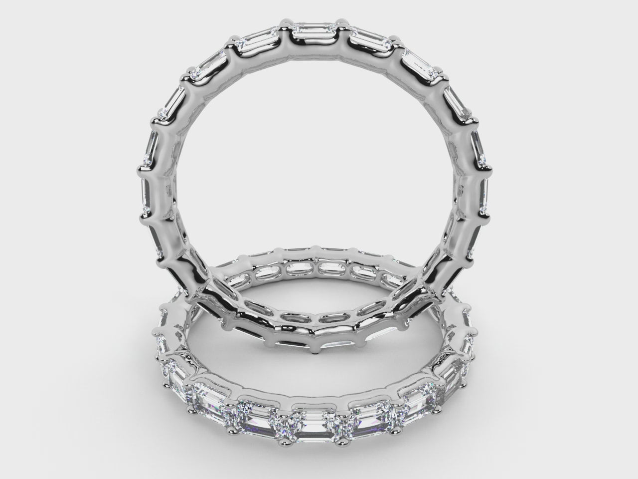 Load video: Emerald Lab Grown Diamond East-West Eternity Band