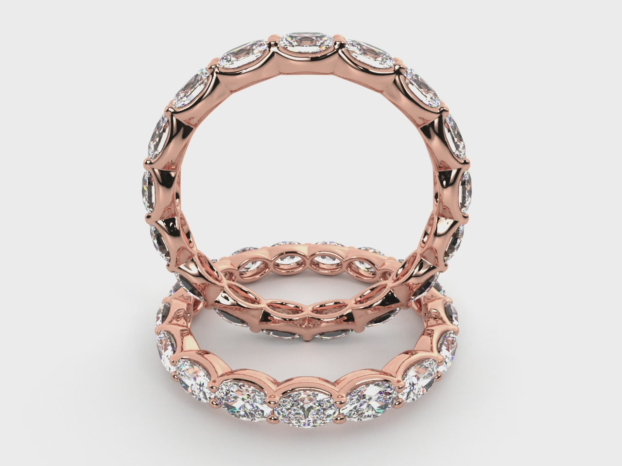 Load video: Oval Natural Diamond East-West Eternity Band