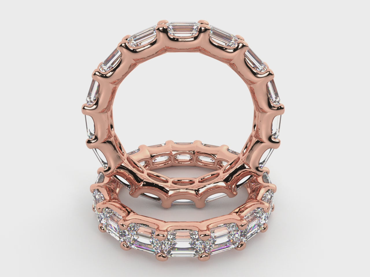 Load video: Emerald Lab Grown Diamond East-West Eternity Band