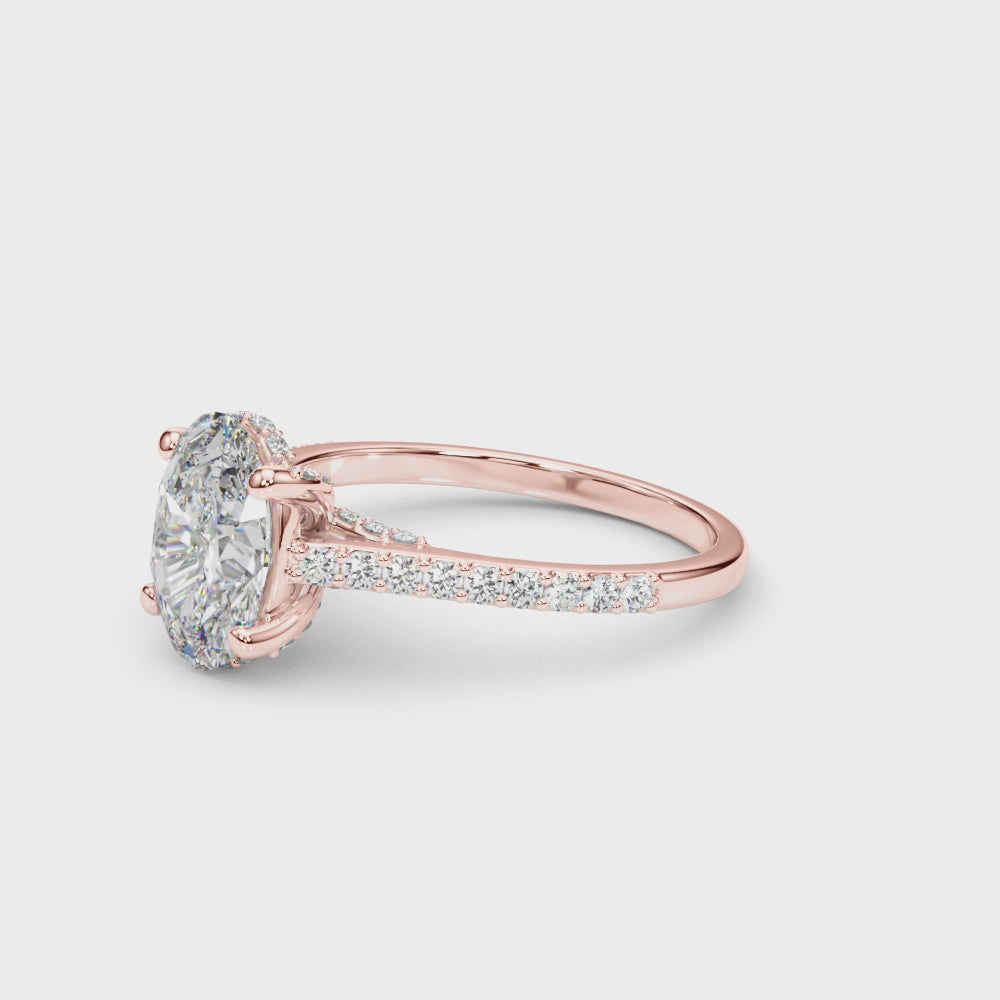 Load video: Bridged Basket Halo Ring