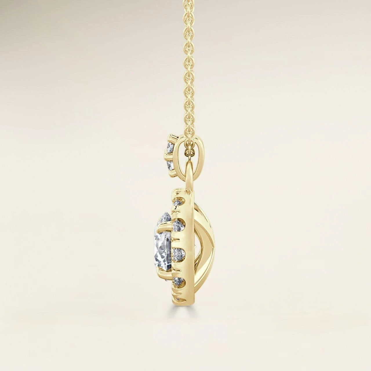 Round Single Halo Pendant